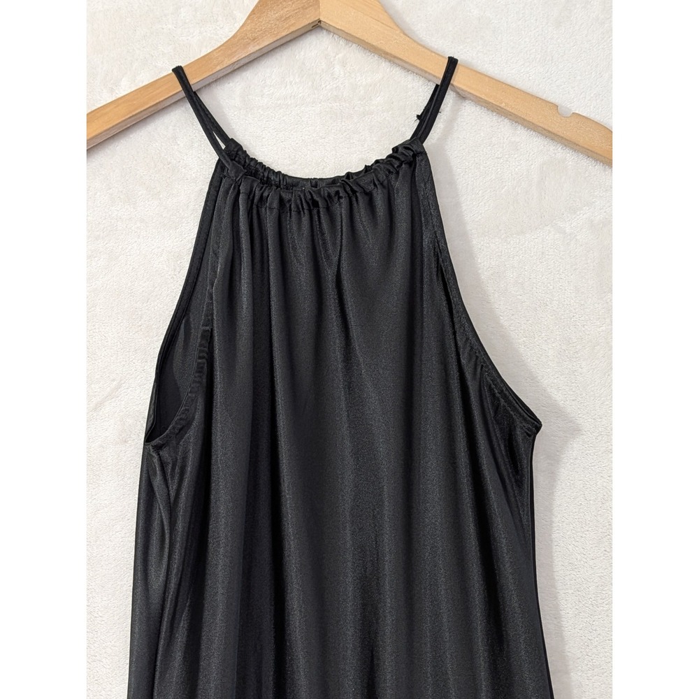 Bebe Maxi Slip Dress Womens S Black Satin Party Y2K Whimisgoth Fairy Romantic - Picture 2 of 8